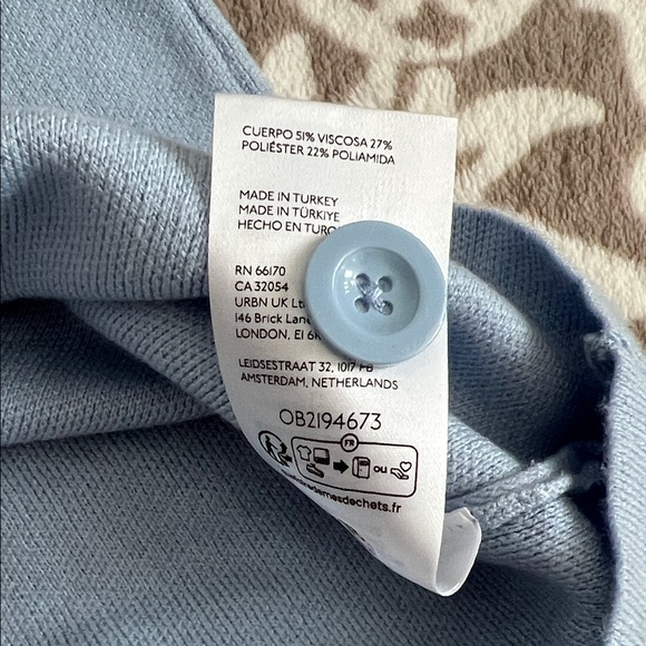 Maeve Sky Blue Polo with Button Detail and Pearl Pocket - Picture 7 of 7